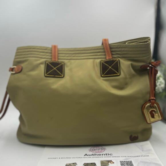 Dooney & Bourke Authenticated Victoria Handbag Olive Green pink Nylon Bag - Picture 1 of 13